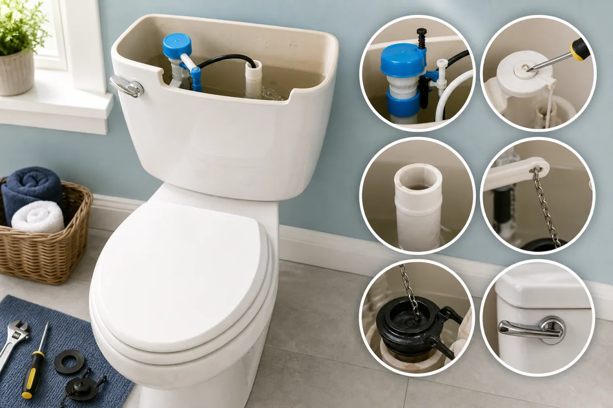 Illustration related to How to Stop a Toilet From Running: 6 Easy Fixes to Try First