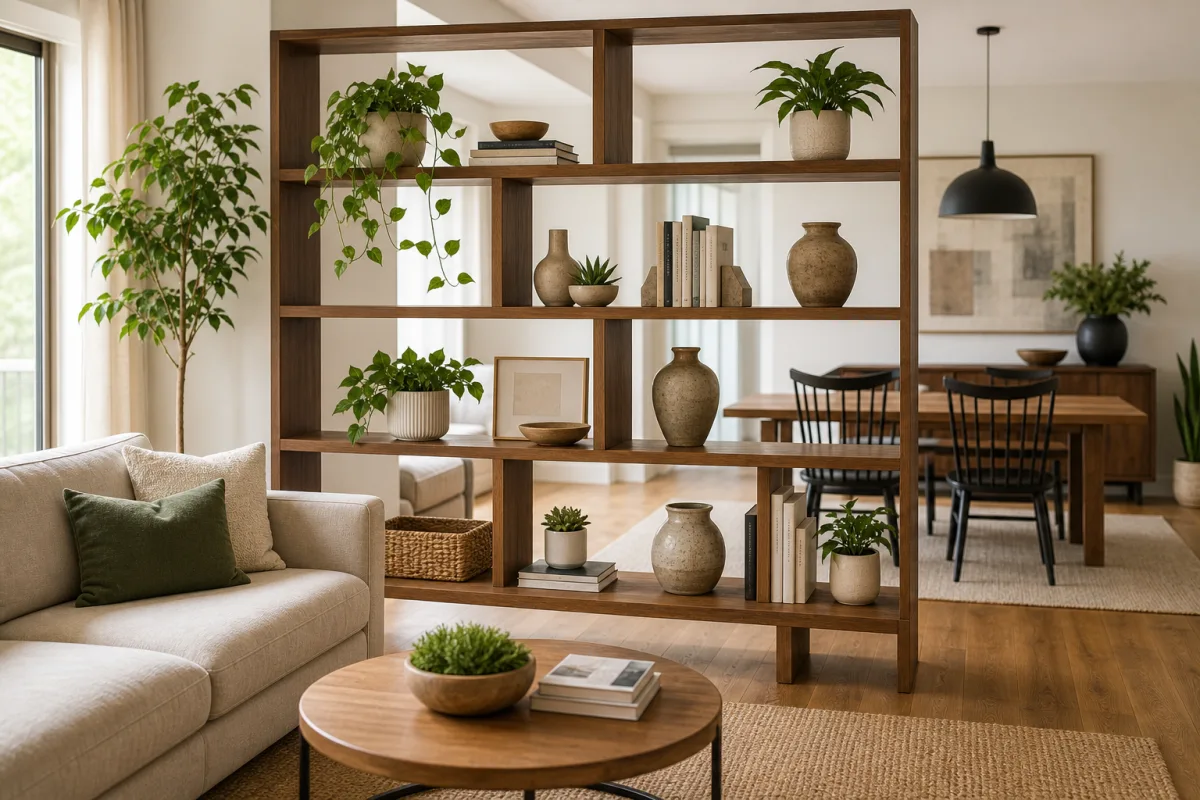 Illustration related to How to Use Open Shelving as a Room Divider Without Creating Clutter